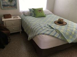 Queen Mattress, Side cabinet goes w/ matching chest of drawers and dresser w/ mirror.. painting not for sale