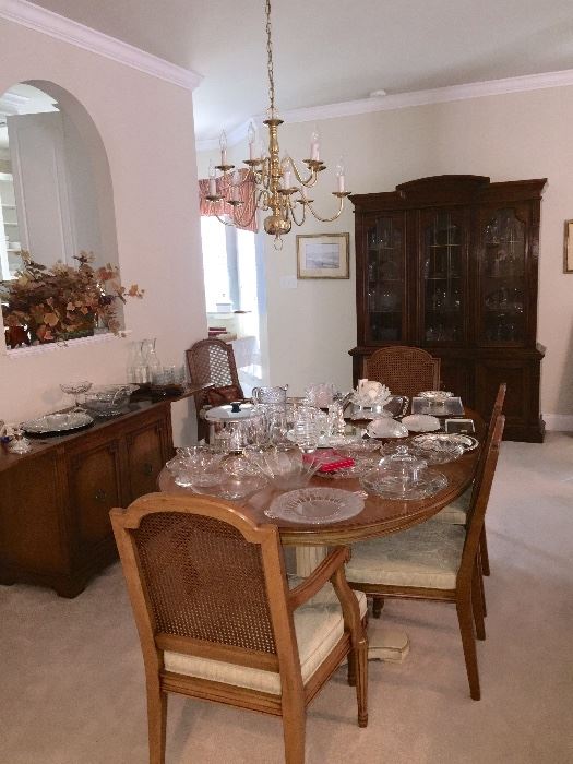 Henredon table with 6 chairs, china cabinet and server 