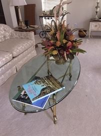 brass and glass coffee table