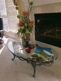 wrought iron and glass coffee table
