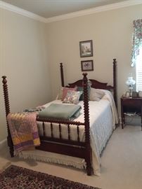 Solid cherry broken arch poster bed (full) with mattress