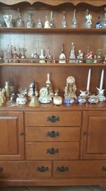 Ethan Allen maple hutch, huge bell and music box collection