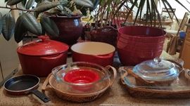 cast iron cookware, pyrex, glasbake and more
