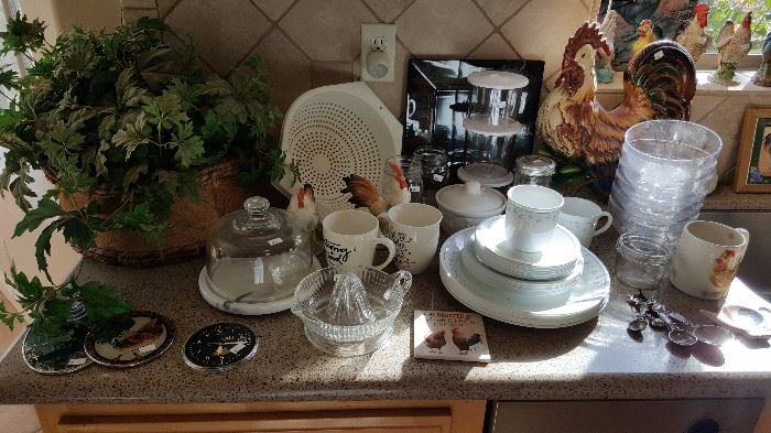 corelle dishes, roosters and lots more