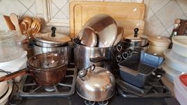 vintage cookware, pyrex, cast iron and more