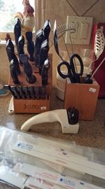 cutco 18pc cutlery set, cutco 6 pc utensil set and cutco knife sharpener