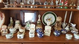 Ethan Allen maple china hutch & huge bell collection (we added more today) music boxes too! 