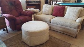 2 matching couches and ottoman - also a chaise lounge in the bedroom that matches