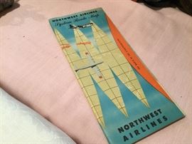 Vintage system route map from Northwest Airlines 