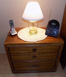 IET097 Wooden Nightstand, Lamp and More
