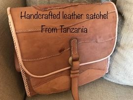 Handcrafted leather satchel from Tanzania 