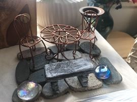 Perfect seating area for a fairy garden. 