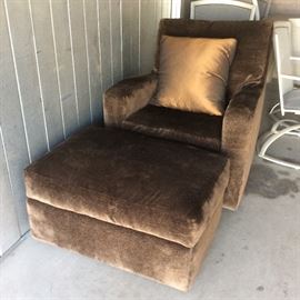 A. Rudin velvet swivel armchair ottoman