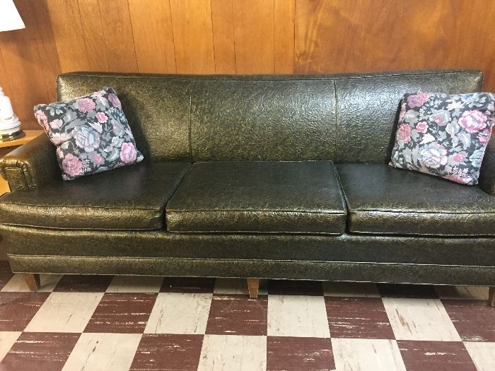 Vintage vinyl sofa and matching chair