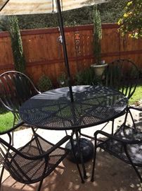 Wonderful outdoor set with umbrella...super comfy chairs