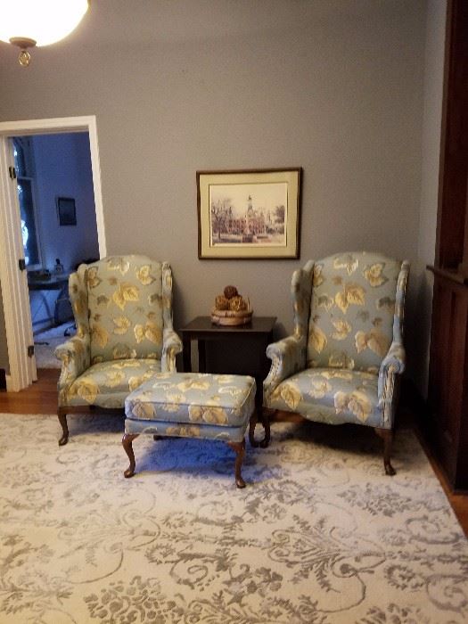 Wingback chair and Area Rug.  Chair $150 and Rug $100