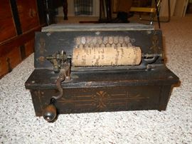 "Gem Roller" Music Player, mid 19th C (sounds like a Hurdy Gurdy)