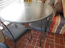 Vintage iron & Glass Patio Table & Chairs