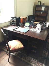 WWII wood Military desk from Camp Fannin