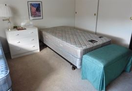 Two twin beds, bench, 3 drawer chest-chest sold