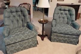Upholstered swivel, rocking chairs