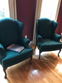 matching teal wingback chairs