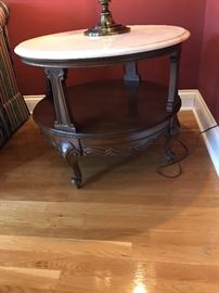 Marble topped round side table