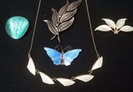 Lot 8 5pc Danish Silver Enamel Modern Jewelry Lot. 1 N