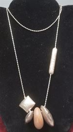 Lot 13 JAN YAGER American Studio Sterling Necklace. Long