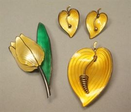 Lot 15 4pc Scandinavian Sterling Enamel Jewelry Lot. 1 