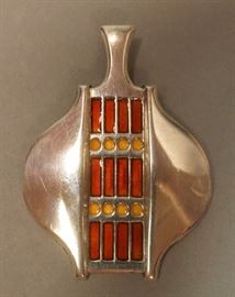 Lot 45 Sterling Enamel DAVID ANDERSEN Modernist Pendant.