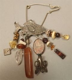 Lot 47 Sterling Handcrafted Artisan Fish Pin. Multiple d