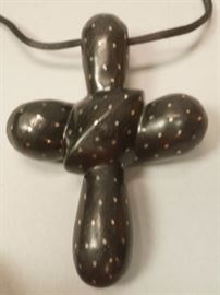 Lot 48 PATRICIA VON MUSULIN Carved Ebony Silver Pendant 