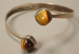 Lot 52 GUSSI Sterling Silver Tiger Eye Modern Bracelet. 
