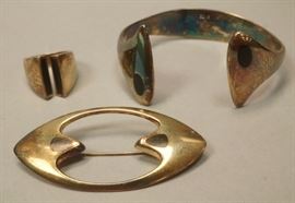 Lot 53 3pc HANS HANSEN Sterling Inlaid Jewelry Bracelet,