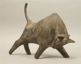 Lot 70 Mid Century Figural Metal Bull Sculpture. Moderni