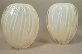 Lot 77 Pr Large Modern Murano Art Glass Vases. Thick rib