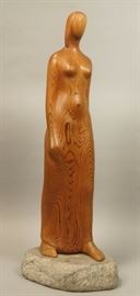 Lot 78 M. STARK Figural Wood Female Modern Sculpture. Ni