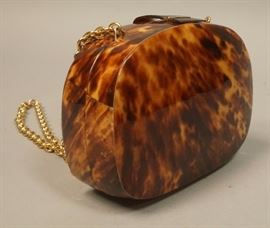 Lot 86 Vintage Tortoise Shell Evening Bag Purse. Fabric 