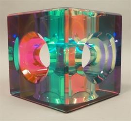 Lot 91 ALESSIO TASCA Lucite Cube Sculpture Modernist. Cl