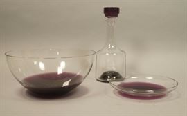 Lot 98 3pc TAPIO WIRKKALA Art Glass Lot. Matched set in 