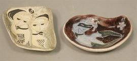 Lot 101 2pc Mid Century Italian Pottery Dishes. 1 FANTON