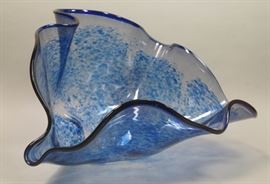 Lot 103 Lg Artist Signed Free form Art Glass Bowl. ATRESO