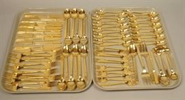 Lot 106 79pc STANLEY ROBERTS Modern Gold Tone Flatware. S