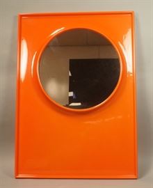 Lot 107 HELLER Style Orange Molded Plastic Wall Mirror. M