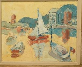 Lot 110 HARRY HERING Impressionist Abstract Harbor Scene.