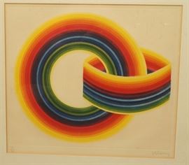 Lot 113 J. Steiner Graphic Rainbow Hoop Print. 2 interloc
