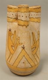 Lot 123 GUIDO GAMBONE Italian Art Pottery 3 Lobed Vase. P