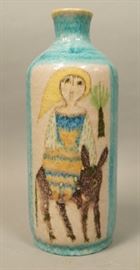 Lot 124 GUIDO GAMBONE Italian Art Pottery Tall Vase. Aqua