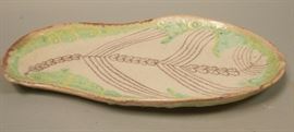 Lot 125 GUIDO GAMBONE Italian Art Pottery Leaf Dish. Shal